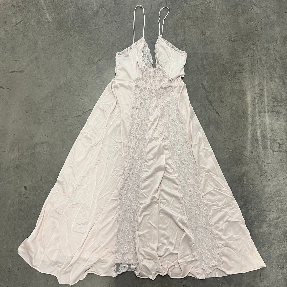 Vintage Y2k 80's Sabrina For Mervyns Lace Coquette Baby Pink Sheer Cami Dress S
